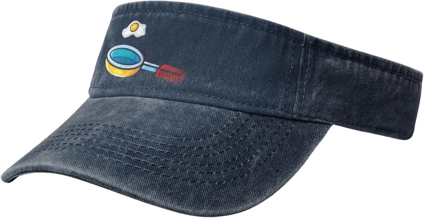 Frying Pan with Eggs Sun Visor Hats for Women Men Adjustable Sports Sun Hats Cotton Golf Cap