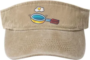 Frying Pan with Eggs Sun Visor Hats for Women Men Adjustable Sports Sun Hats Cotton Golf Cap