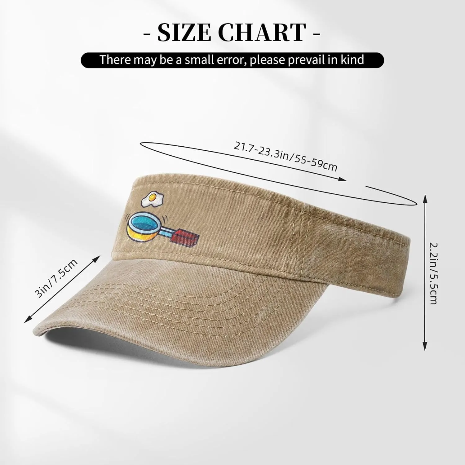 Frying Pan with Eggs Sun Visor Hats for Women Men Adjustable Sports Sun Hats Cotton Golf Cap