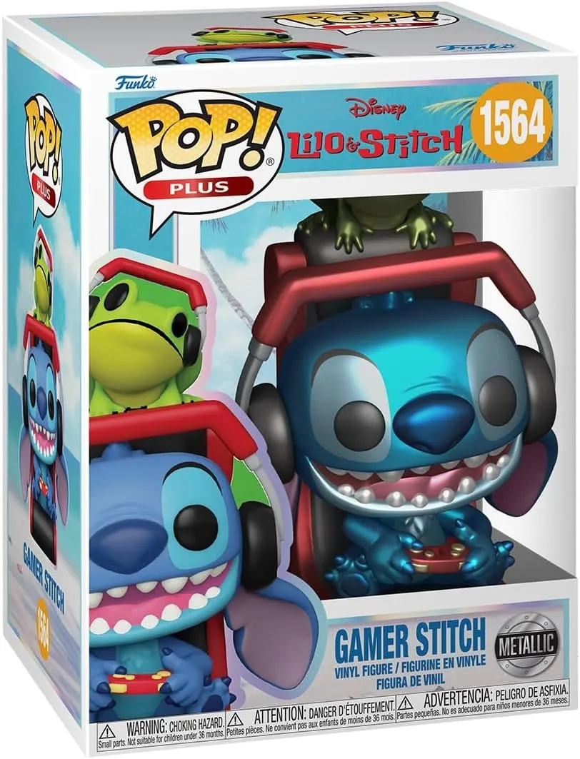 Funko Pop Plus: Lilo and Stitch - Gamer Stitch - Metallic - Collectable Vinyl Figure - Gift Idea - Official Merchandise - Toys for Kids & Adults - Cartoon/Animation Fans