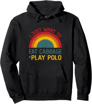 Funny I just want to eat cabbage and Play Polo Christmas Pullover Hoodie
