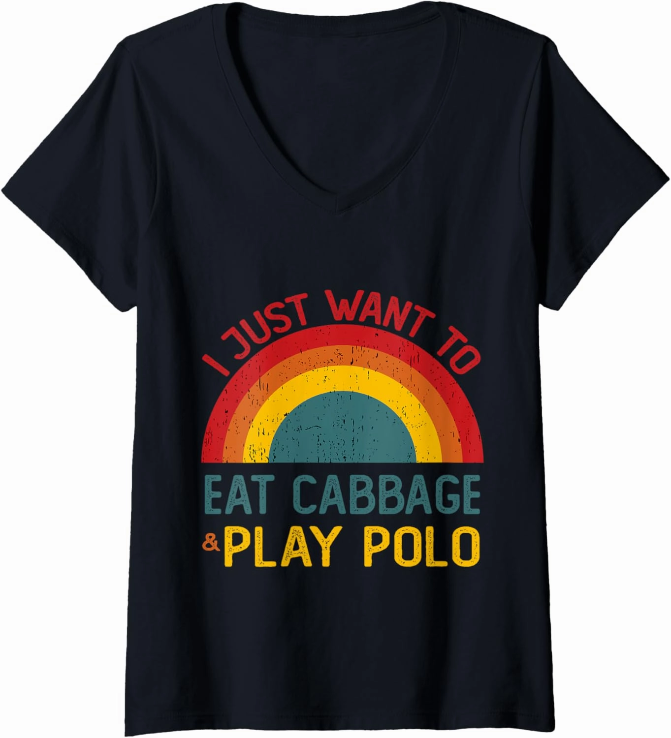 Funny I just want to eat cabbage and Play Polo Christmas V-Neck T-Shirt