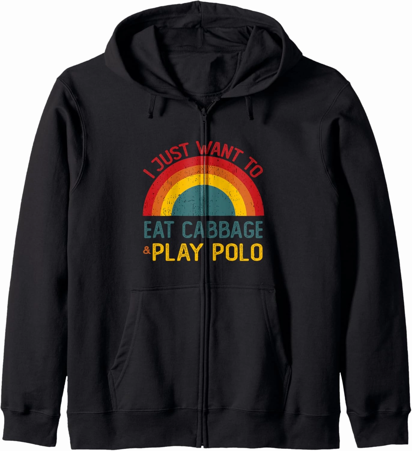 Funny I just want to eat cabbage and Play Polo Christmas Zip Hoodie