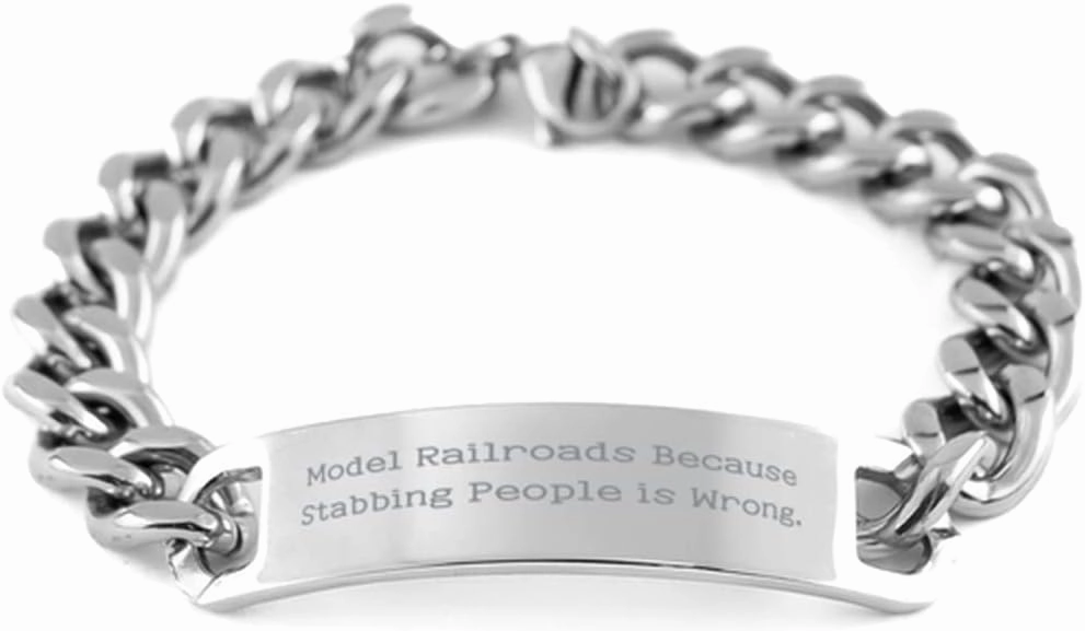 Funny Model Railroads Gifts, Model Railroads Because Stabbing, Inappropriate Cuban Chain Bracelet for Friends from Friends, Model Trains, Train Sets, Toy Trains, Electric Trains, Miniature Trains, HO