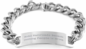 Funny Model Railroads Gifts, Model Railroads Because Stabbing, Inappropriate Cuban Chain Bracelet for Friends from Friends, Model Trains, Train Sets, Toy Trains, Electric Trains, Miniature Trains, HO