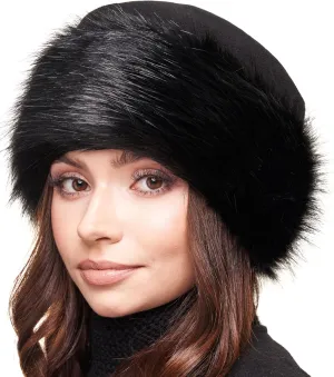 Futrzane Classic Trim Hat - Faux Fur Trimmed Hats for Women - Classy Fleece Cap