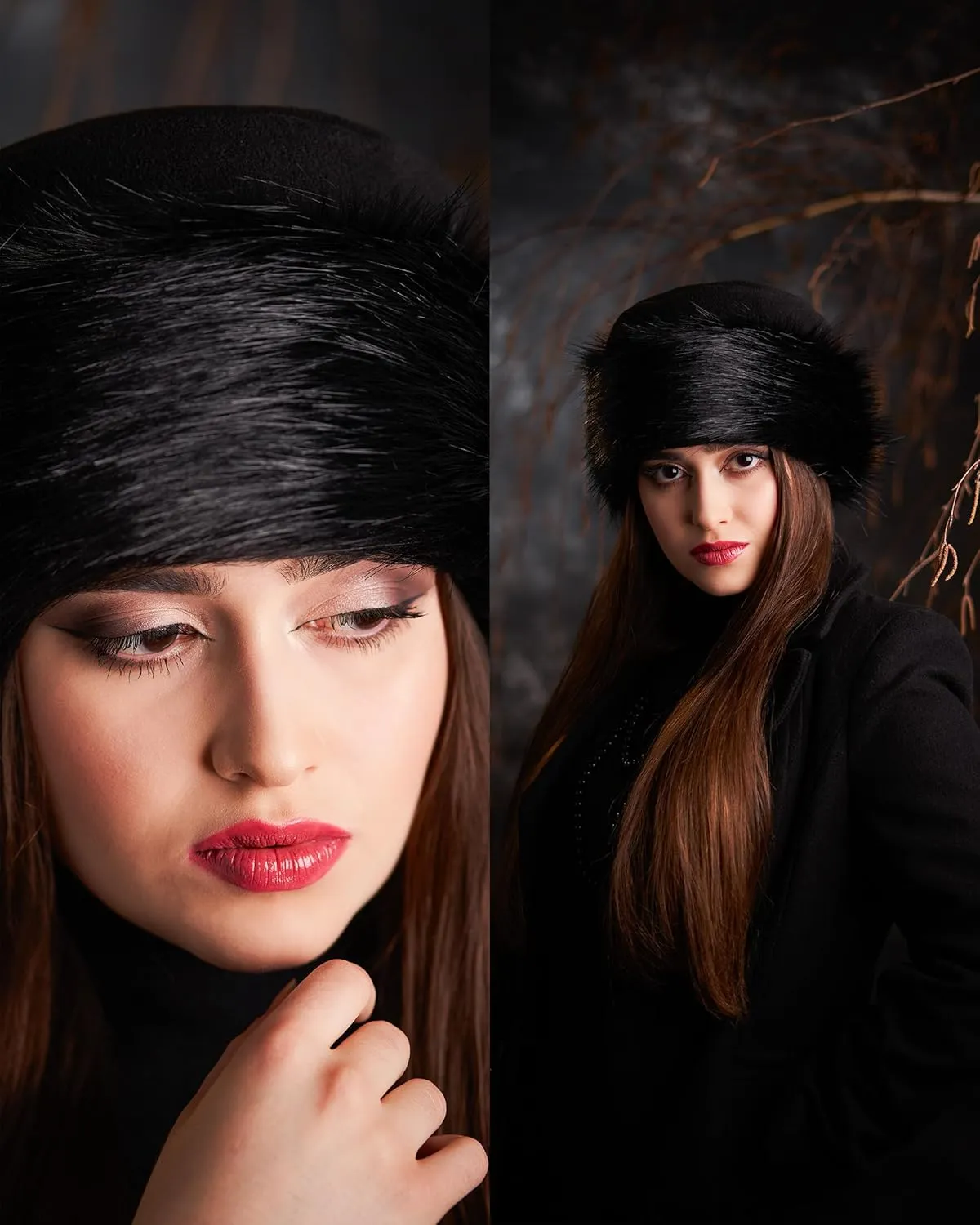 Futrzane Classic Trim Hat - Faux Fur Trimmed Hats for Women - Classy Fleece Cap