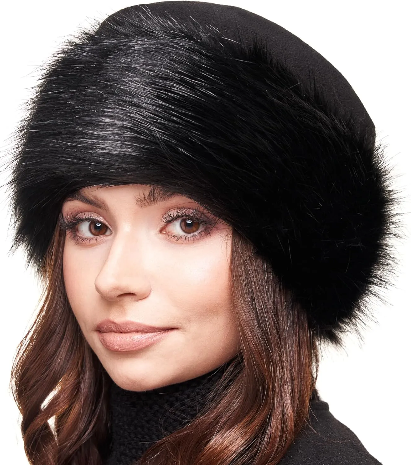Futrzane Classic Trim Hat - Faux Fur Trimmed Hats for Women - Classy Fleece Cap