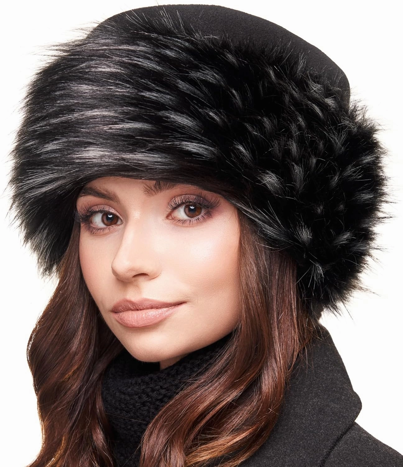 Futrzane Classic Trim Hat - Faux Fur Trimmed Hats for Women - Classy Fleece Cap