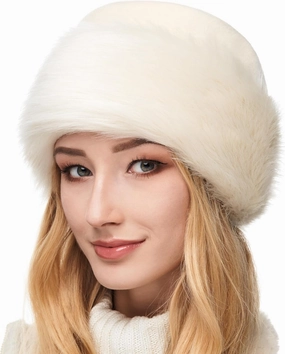 Futrzane Classic Trim Hat - Faux Fur Trimmed Hats for Women - Classy Fleece Cap