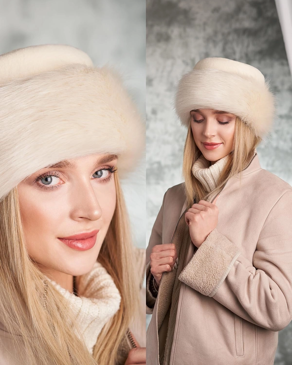 Futrzane Classic Trim Hat - Faux Fur Trimmed Hats for Women - Classy Fleece Cap