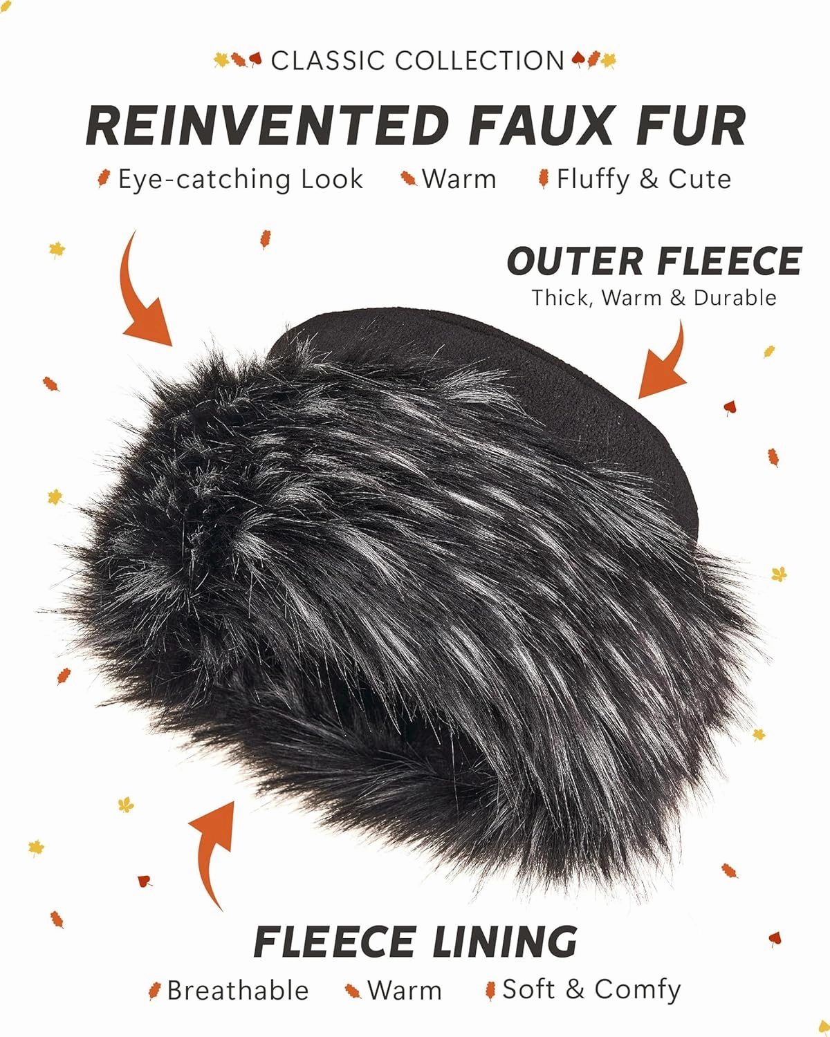 Futrzane Classic Trim Hat - Faux Fur Trimmed Hats for Women - Classy Fleece Cap