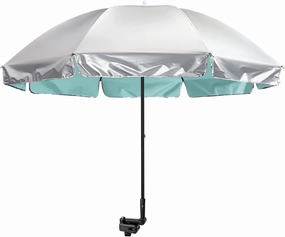 G4Free UPF 50  Universal Clamp On Umbrella Adjustable Outdoor UV Protection Beach Chair Umbrella for Strollers, Wheelchairs, Patio Chairs, and Golf Carts