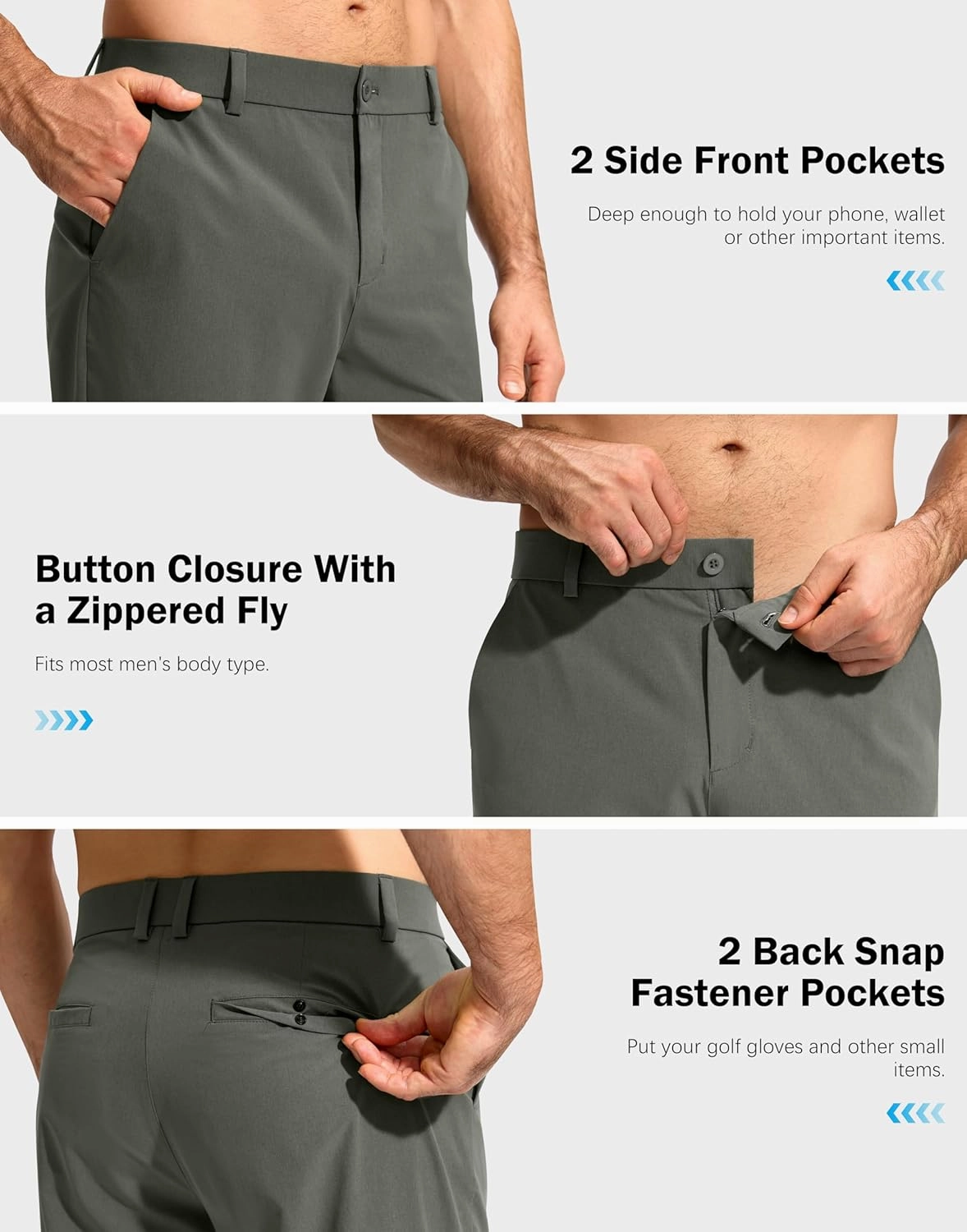 G Gradual Mens Golf Pants Stretch Dress Casual Pants 30"/32"/34" Lightweight Work Travel Slacks for Men with 4 Pockets