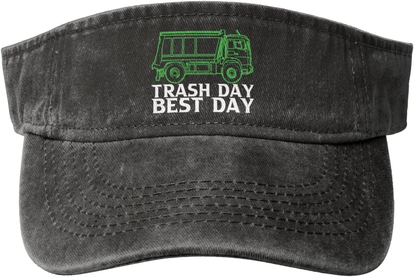 Garbage Day is The Best Day Visor Sun Protection Mesh Sun Hat Golf Outdoor Sports for Women Men Black