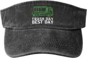 Garbage Day is The Best Day Visor Sun Protection Mesh Sun Hat Golf Outdoor Sports for Women Men Black