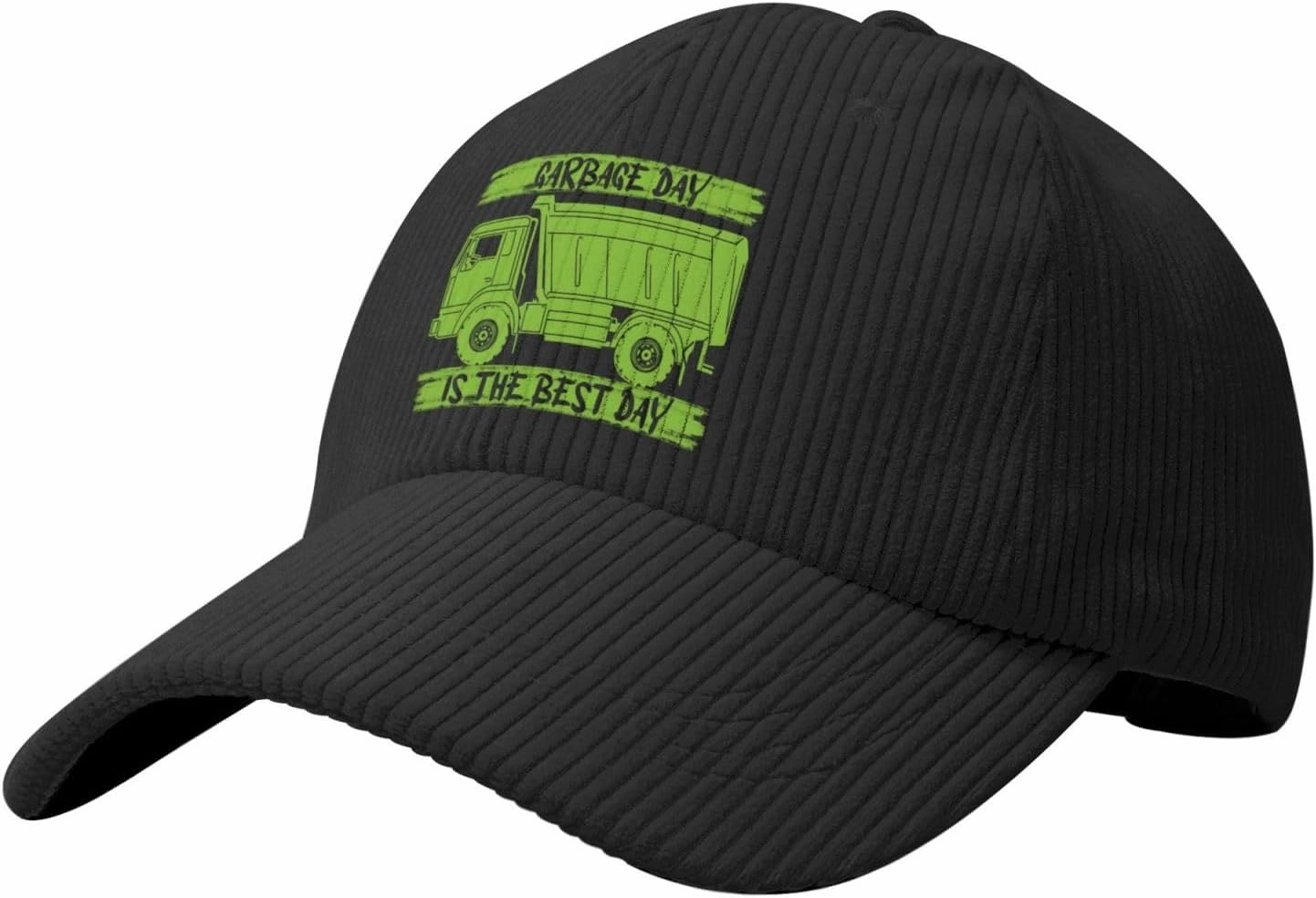 Garbage Day is The Best Day Corduroy Baseball Cap Adjustable Sports Hat Trucker Caps Outdoor Women Men0 Black