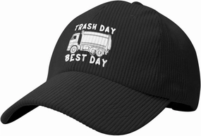 Garbage Day is The Best Day Corduroy Baseball Cap Adjustable Sports Hat Trucker Caps Outdoor Women Men3 Black