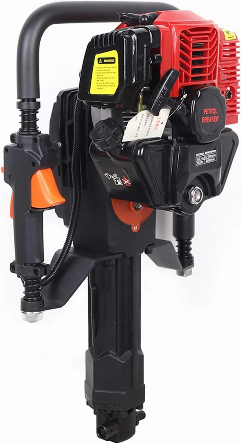 Gas Powered T Post Driver 52CC 2.5HP 6500RPM Gas Post Pounder Driver, Heady Duty Single Cylinder Air Cooled Gasoline Fence Post Hammer Driver with 1 Post Driving Head(60mm, 80mm)