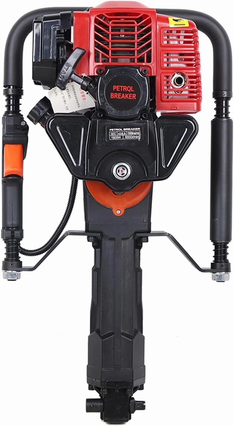 Gas Powered T Post Driver 52CC 2.5HP 6500RPM Gas Post Pounder Driver, Heady Duty Single Cylinder Air Cooled Gasoline Fence Post Hammer Driver with 1 Post Driving Head(60mm, 80mm)