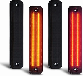 Gempro 4PCS LED Side Marker Lights for 2003-2009 Hum-mer H2 Fender Light Kits Front Amber Rear Red Signal Lamps (Smoked Len)