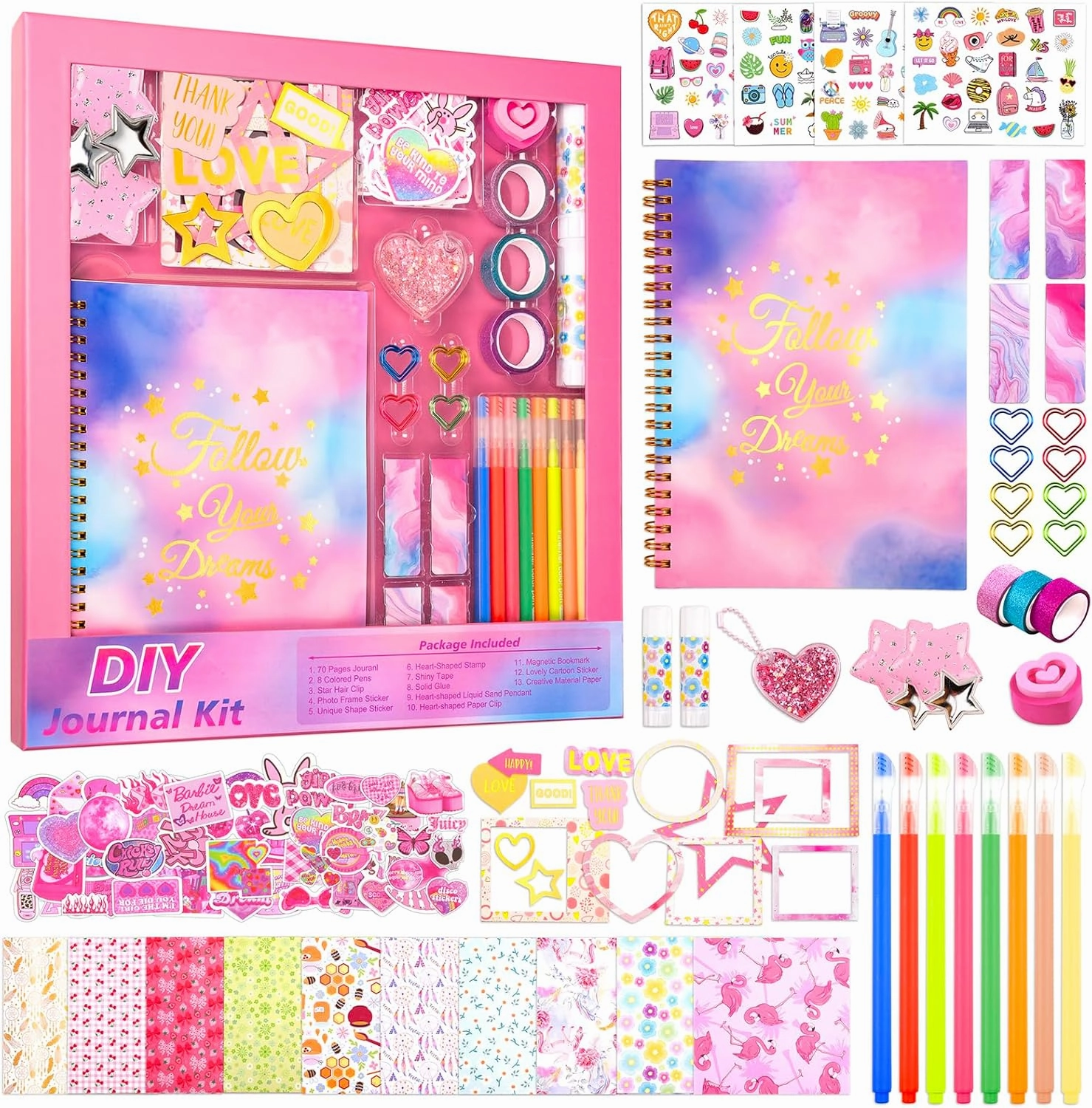 Gift for 6 7 8 9 10 11 12 Year Old Girl, 110pcs DIY Journal Kits for Teen Girls,Birthday Toy Gifts