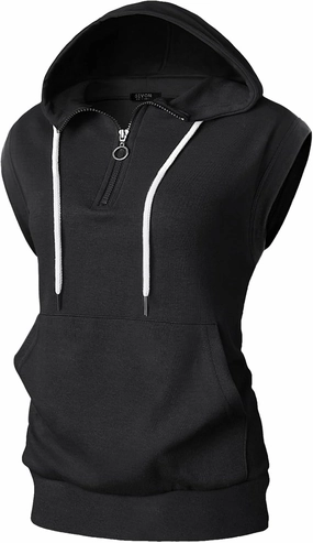 GIVON Women's Lightweight Hooded Vest Sleeveless 1/4 Zip Pullover Casual Hoodie Sweatshirt with Pockets