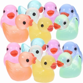 GLEAVI 50Pcs Glow Dark Mini Duck Figurines Luminous Resin Duck Decorations for Fairy Gardens Dollhouses and Micro Landscapes for Home Decor and