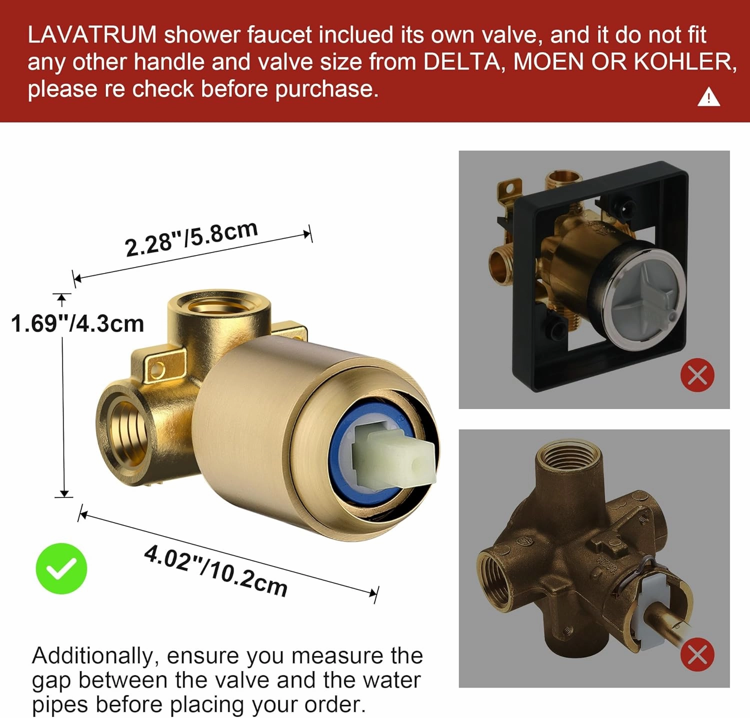 Gold Shower Head and Valve Set Single Spray Premium Wall Mount 8 Inch Rainfall Squre 1 Handle Shower Faucet with Rough-in Valves and Knob Kit for Bathroom Mixer （1.8GPM)