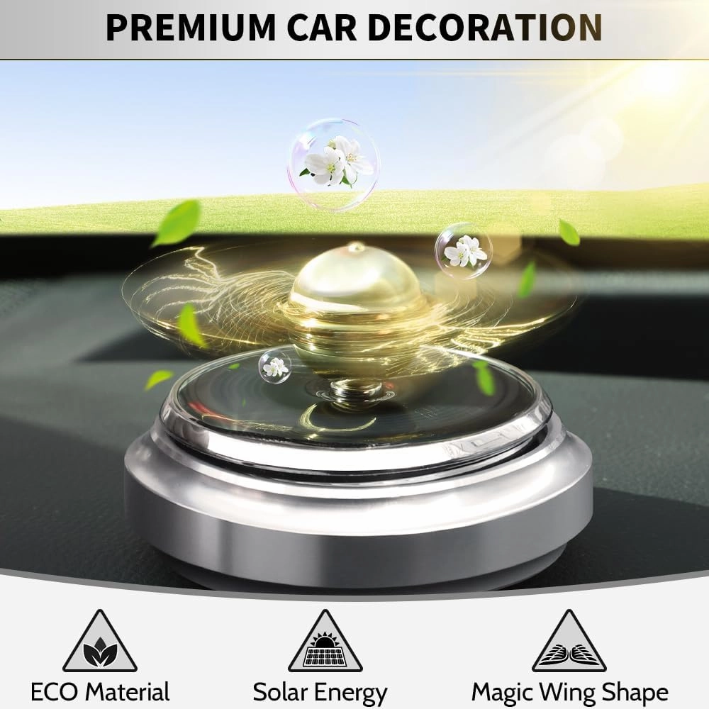Golden Fidget Spinner Toy Solar Energy for Kids Adults, Car Dashboard Decoration Powered by Sunshine, Cool Science Kit Spinning Top with Solar Panels, Preimium Gift for Boyfriend Friend Men Women