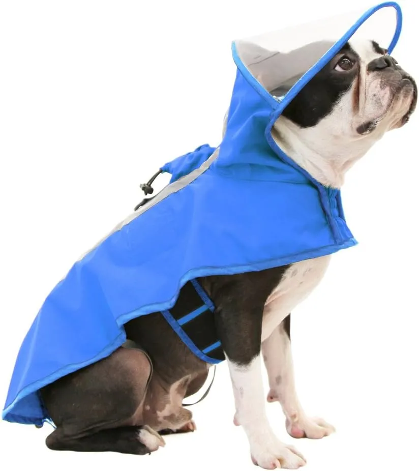 Gooby - Raincoat, Adjustable Rain Cap with See Through Visor, Blue, X-Large