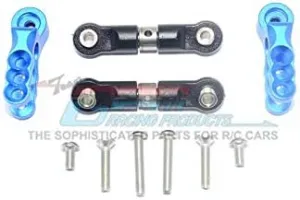 GPM For Traxxas E-Revo 2.0 VXL Brushless (86086-4) Upgrade Parts Aluminum Servo Horn With Stainless Steel Adjustable Steering Link - 4Pc Set Blue
