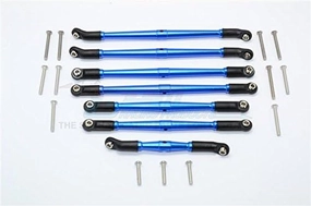 GPM For Traxxas TRX-4 Trail Defender Crawler Upgrade Parts Aluminum Adjustable Upper & Lower Suspension Links - 7Pcs Set Blue