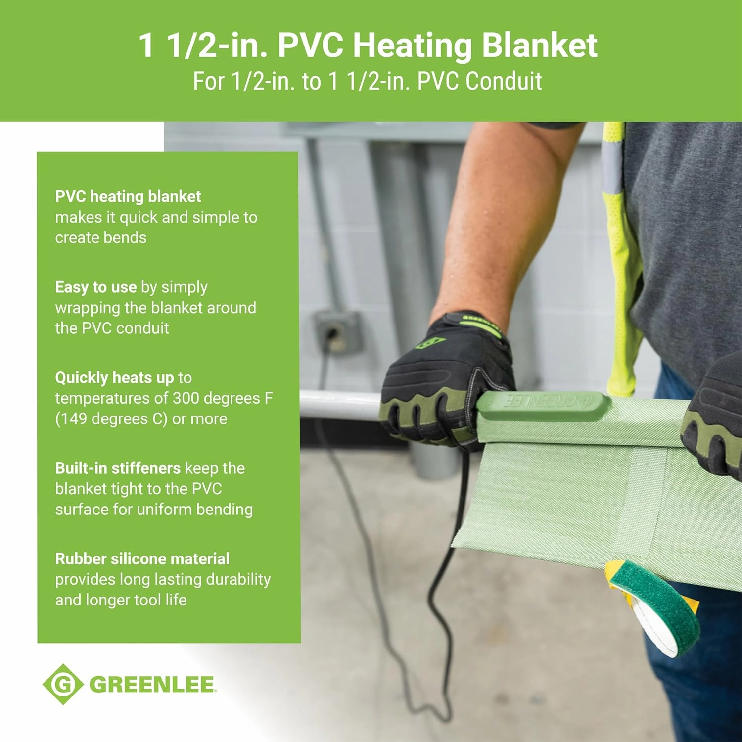 Greenlee 860-1-1/2 Temperature-Controlled PVC Heating Blanket for 1/2" to 1-1/2" PVC Conduit, 120 Volts, 200 Watts, Small, Gray