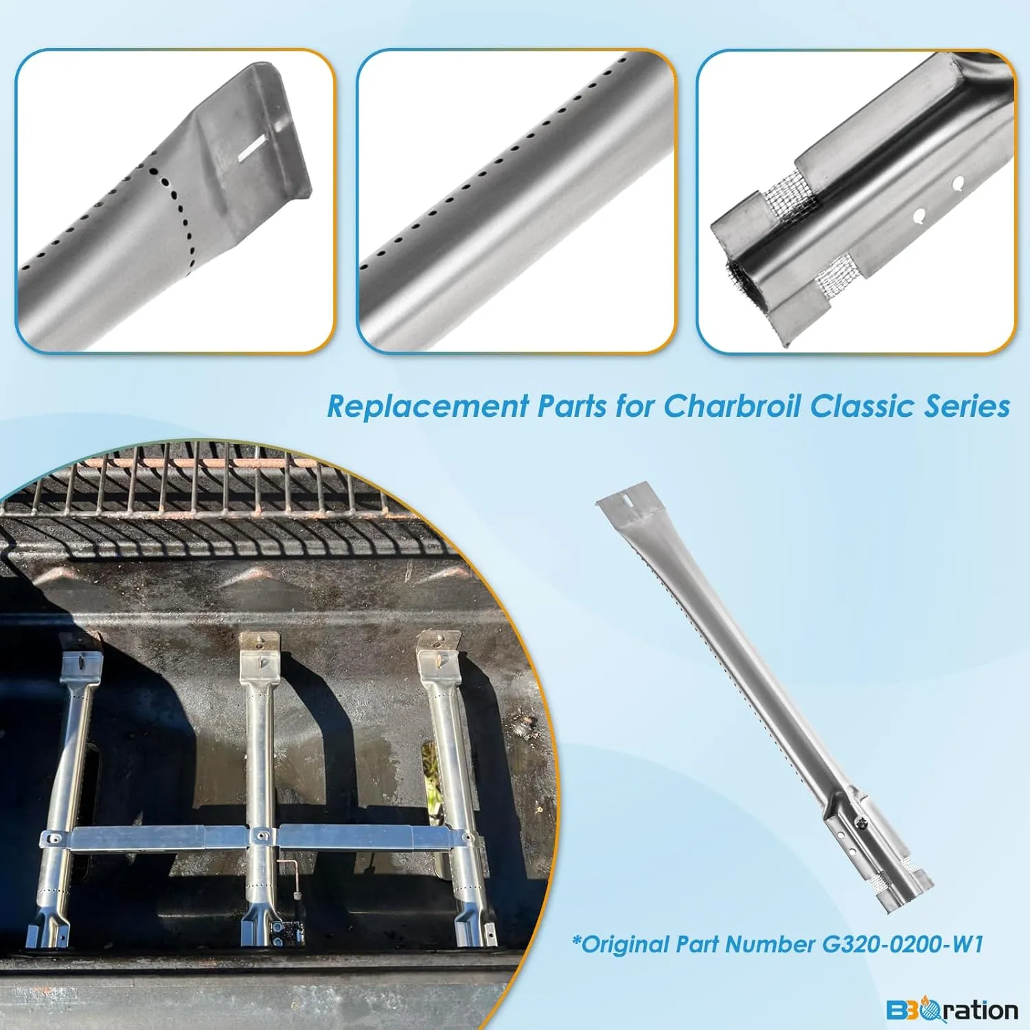 Grill Parts for Charbroil Classic 280 2-Burner 463672817-P2 463672717 463613717 463672817 G215-0203-W1 Charbroil Classic Grill Replacement Parts, for American Gourmet 465635821 465636021