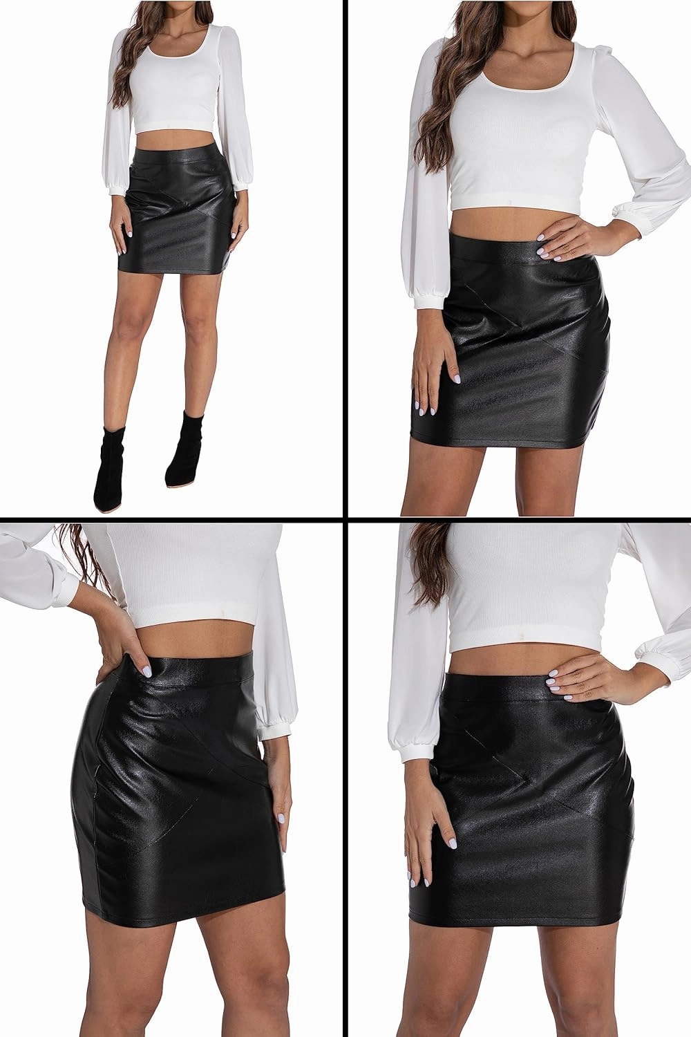 GUANYY Women's High Waisted Faux Leather Mini Pencil Skirt - Classic & Slim