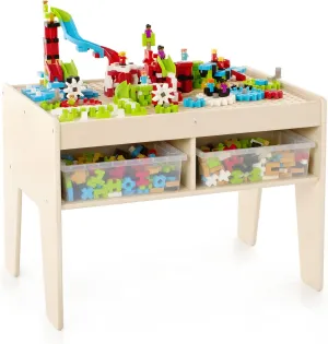 Guidecraft IO Blocks Center: 458 Building Pieces, 400 IO Blocks and 4 Storage Bins with Activity Table for Kids - STEM Educational and Learning Toy for Toddlers