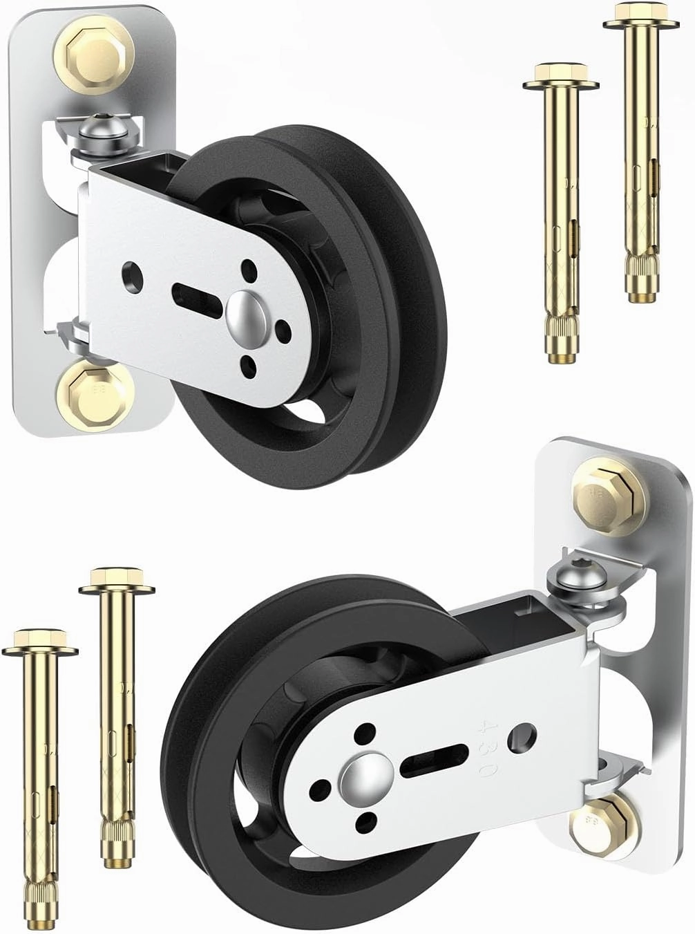 Gym Pulley Blocks, 3.5Inch/88mm Wall Mount Fixed Pulley Wheel, Upgrade Rotation 180 Degree, Load Bearing 300LBS, Heavy Duty Swivel Wheel for LAT System, DIY Fitness