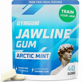 Gymgum Jawline Gum | Hard Chewing Gum For Jaw Strength | Train Your Facial Features - Mewing Jaw Gum | Ultimate Jawline Exerciser | 0 Calories & Sugar Free Hard Gum (Arctic Mint, 40 Count)