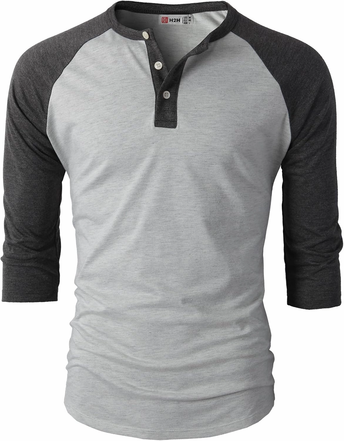 H2H Mens Casual Slim Fit T-Shirts Henley Shirts Raglan Long & 3/4 Sleeve Jersey Baseball T Shirts