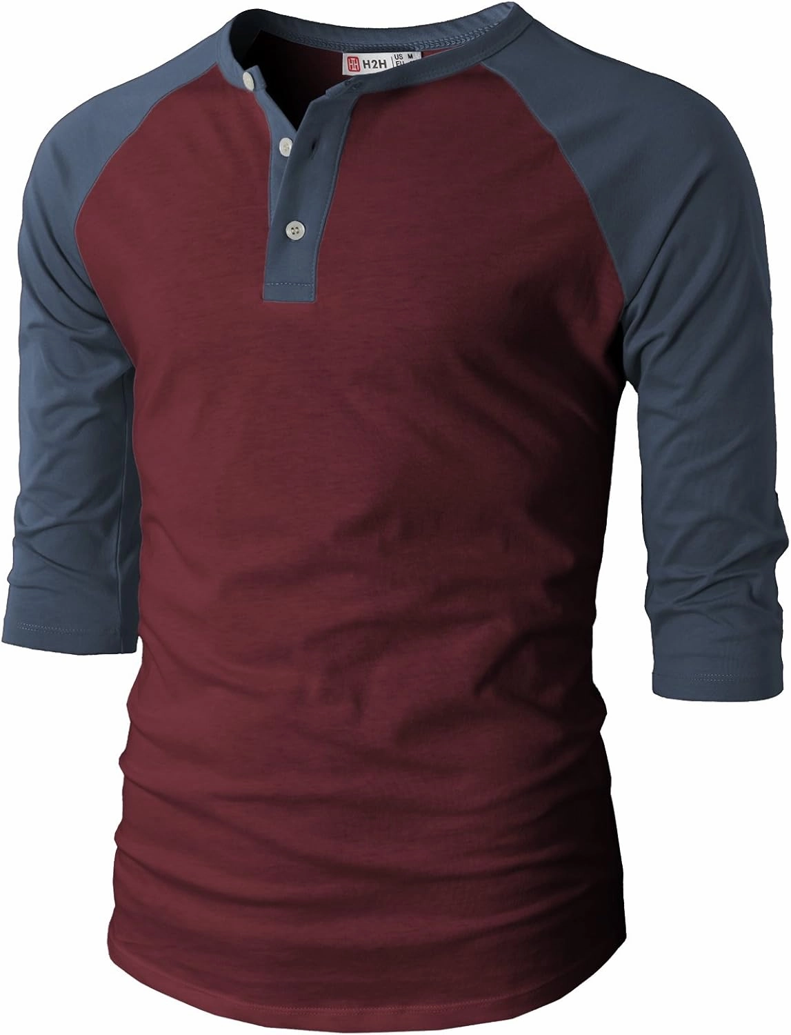 H2H Mens Casual Slim Fit T-Shirts Henley Shirts Raglan Long & 3/4 Sleeve Jersey Baseball T Shirts