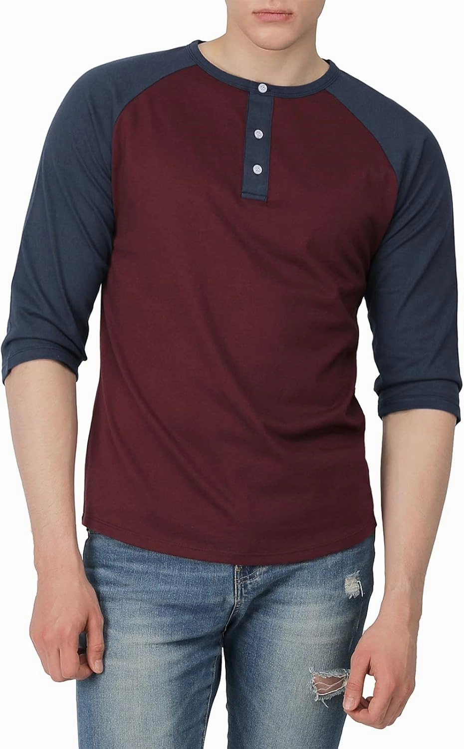 H2H Mens Casual Slim Fit T-Shirts Henley Shirts Raglan Long & 3/4 Sleeve Jersey Baseball T Shirts