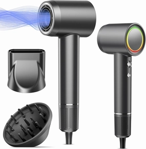 Hair Dryer, 160000 RPM Professional High Speed Ionic Blow Dryer 500 Million Negative Ions & Heat-Control & Low Noise Hairdryer with Magnetic Diffuser for Faster Drying All Hair Types, No Heat Damage