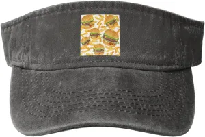Hamburger Fries Seamless Figure Sun Visor Hats Cotton Baseball Cap for Women Men Adjustable Sun Hat
