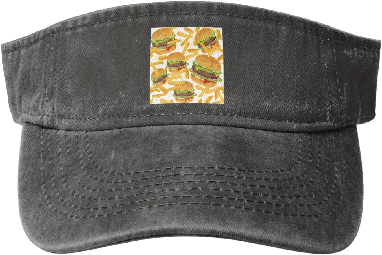 Hamburger Fries Seamless Figure Sun Visor Hats Cotton Baseball Cap for Women Men Adjustable Sun Hat