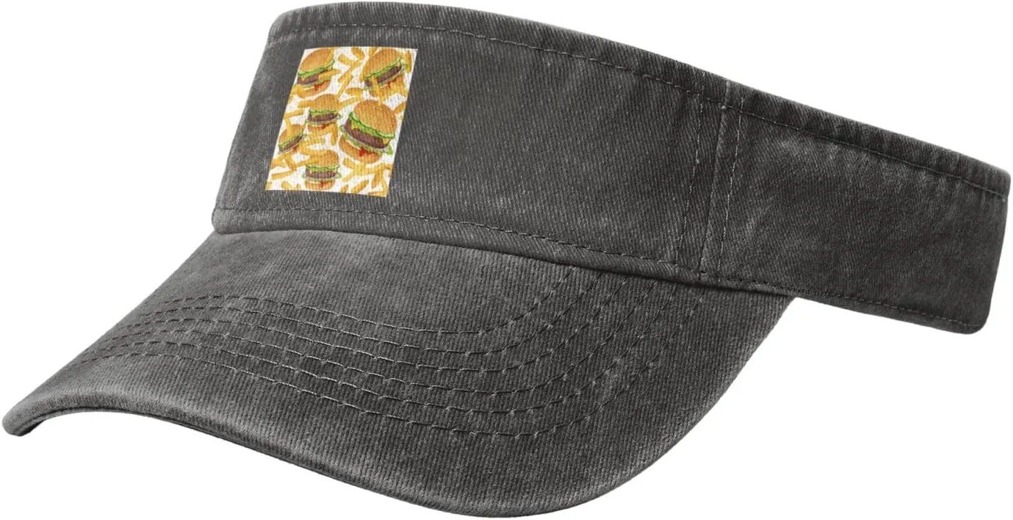 Hamburger Fries Seamless Figure Sun Visor Hats Cotton Baseball Cap for Women Men Adjustable Sun Hat