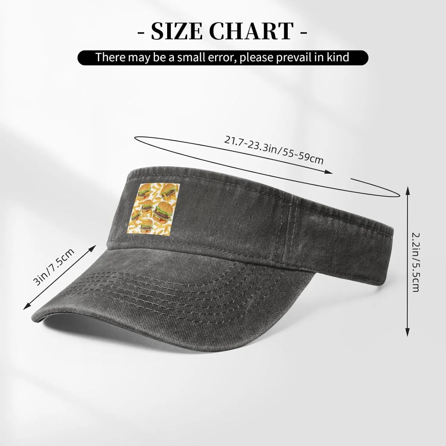 Hamburger Fries Seamless Figure Sun Visor Hats Cotton Baseball Cap for Women Men Adjustable Sun Hat