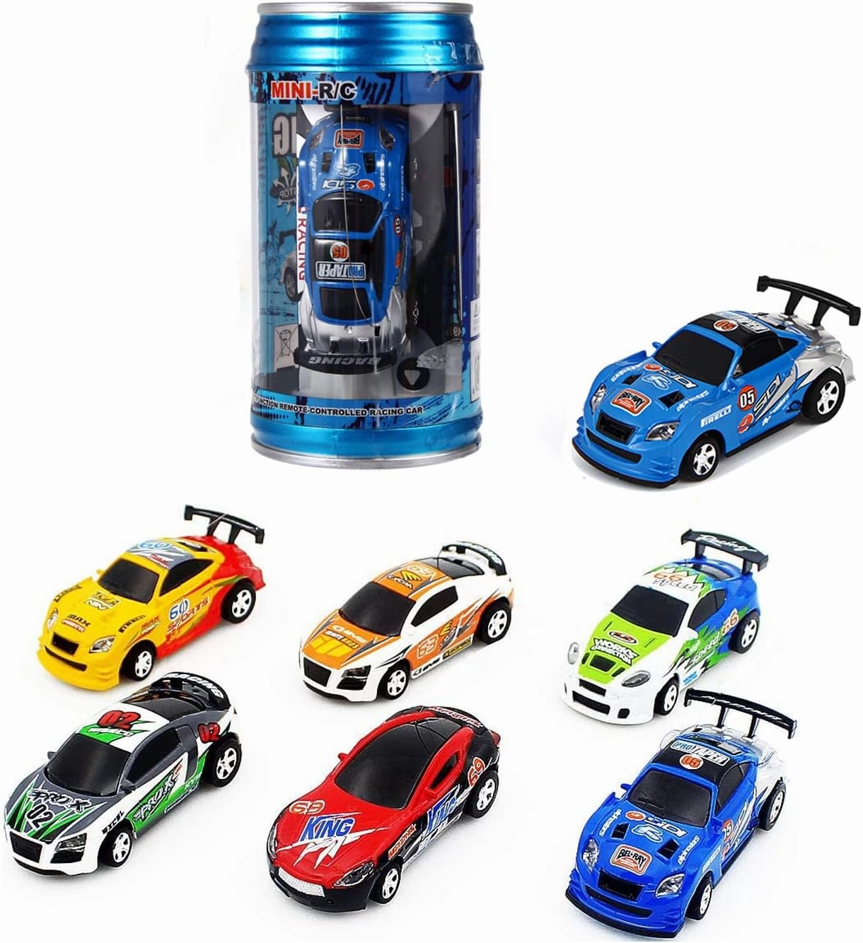 haomsj Mini Coke Can Speed Rc Radio Remote Conrtol Micro Racing Car with Led Lingts Kids Toys Gift (1PC)