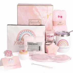 Happy Bath Set Relaxing Spa Gift Baskets Ideas, Unique Gifts for Women Who Have Everything