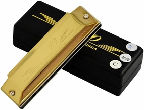 Harmonica C Diatonic Key 10 Holes Blues Mouth Organ(Gold)